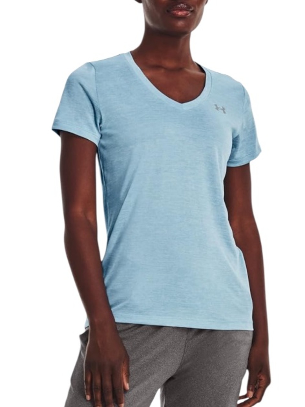 Under Armour Pale Blue Tech V Neck Athletic T-Shirt